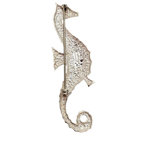 Sterling Silver Seahorse Brooch Pin Signed By Maker L502 - Picture 8 of 11